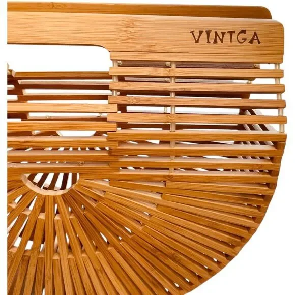 Vintga Bamboo Top Handle Handbag Purse - Picture 6 of 7